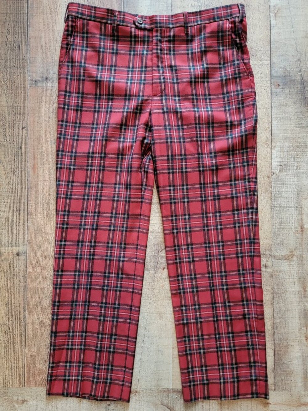 Berle Red and Black Tartan Plaid Dress Pants